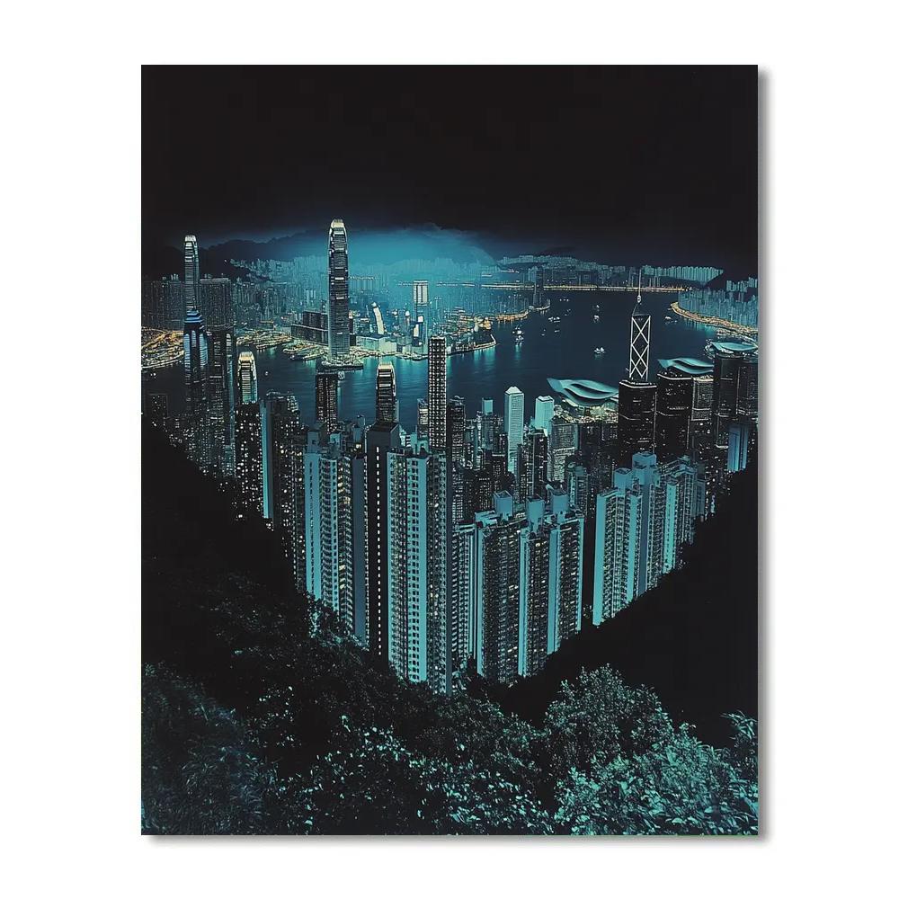 Night View From Victoria Peak Tram Station Hong Kong China Painting by numbers kit