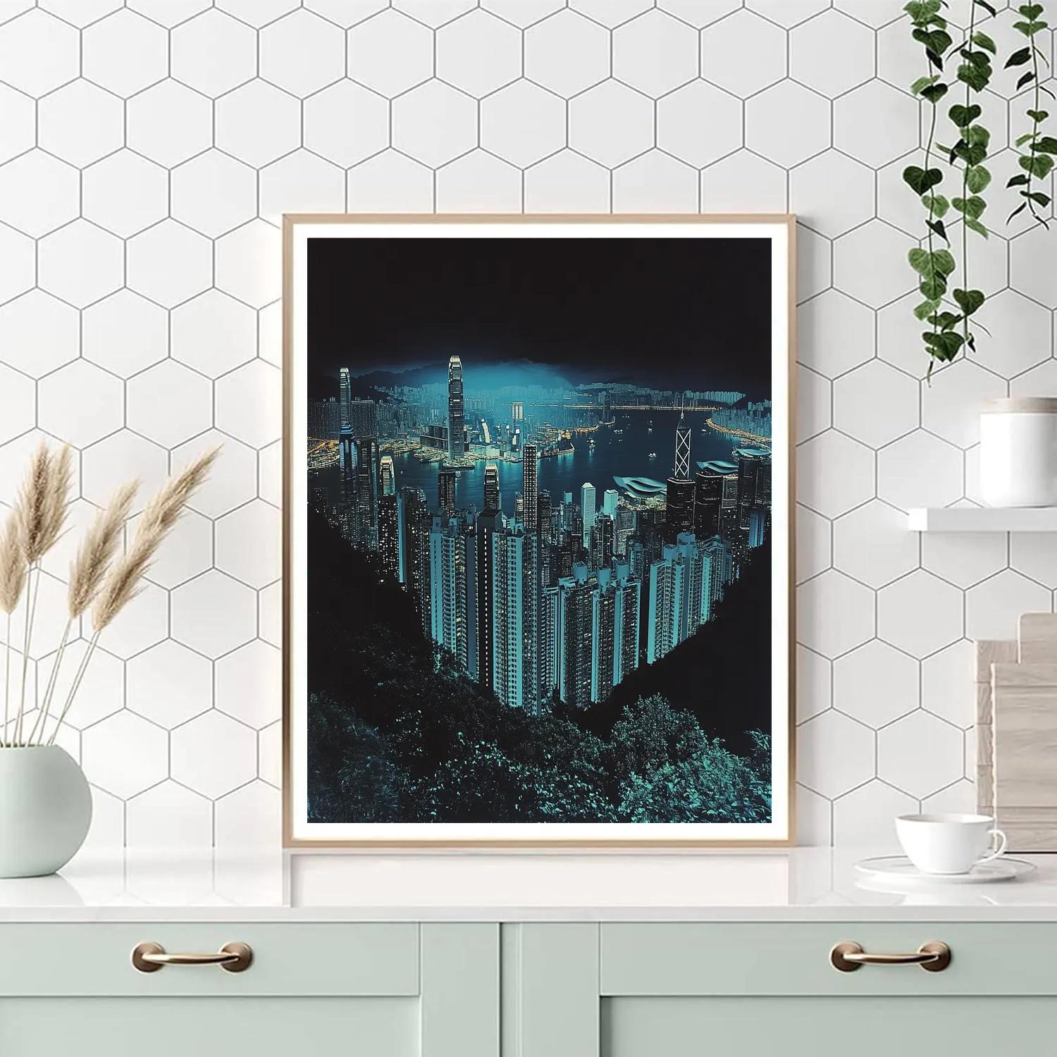 Night View From Victoria Peak Tram Station Hong Kong China Painting by numbers kit