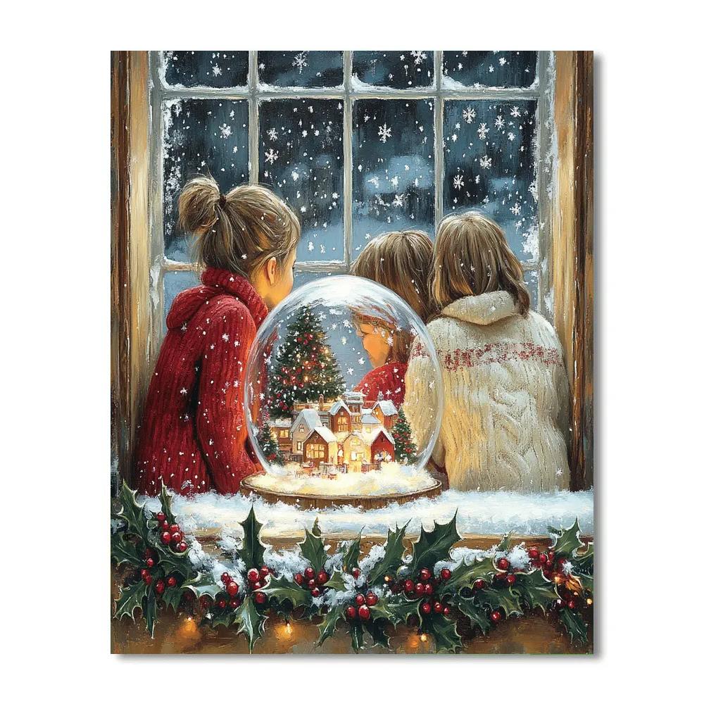 Snowglobe Wishes By The Window DIY paint by numbers