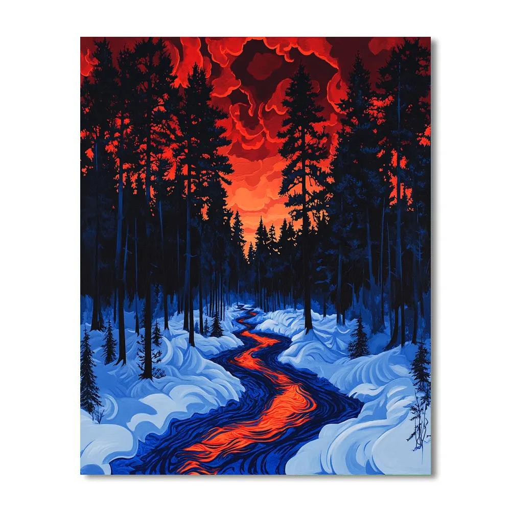 Munch Inspired Winter Forest Paint by numbers kits