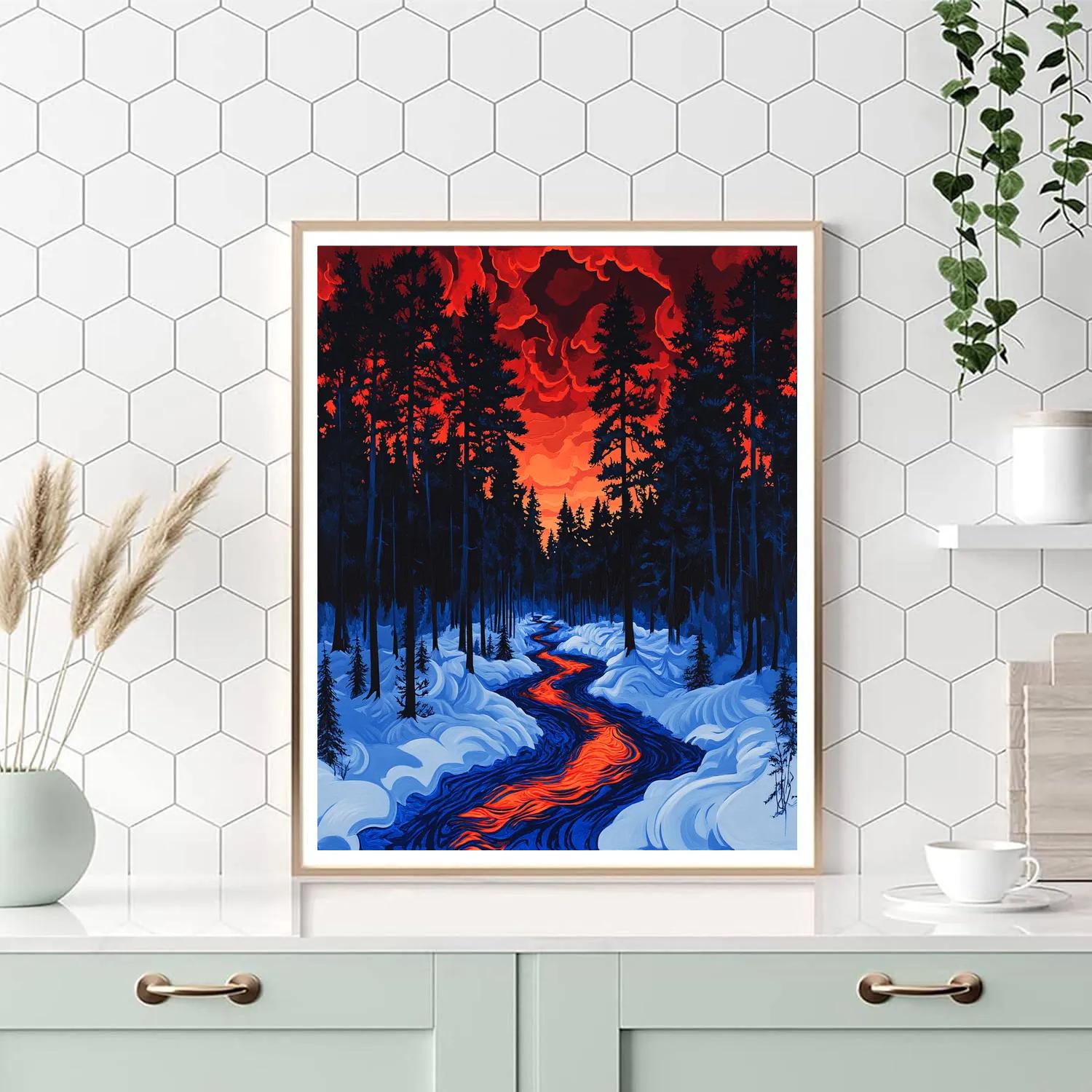 Munch Inspired Winter Forest Paint by numbers kits