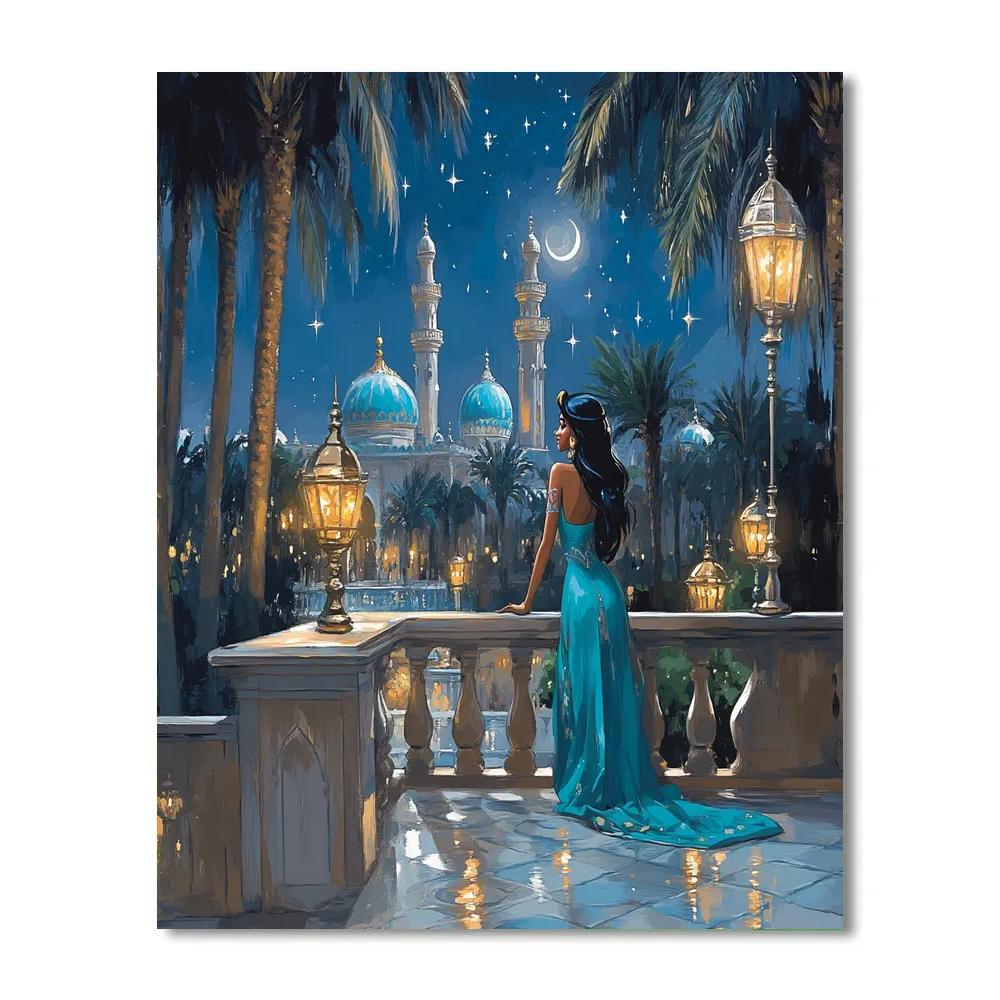 Jasmine Moonlit Palace Garden Disney Inspired paint by color