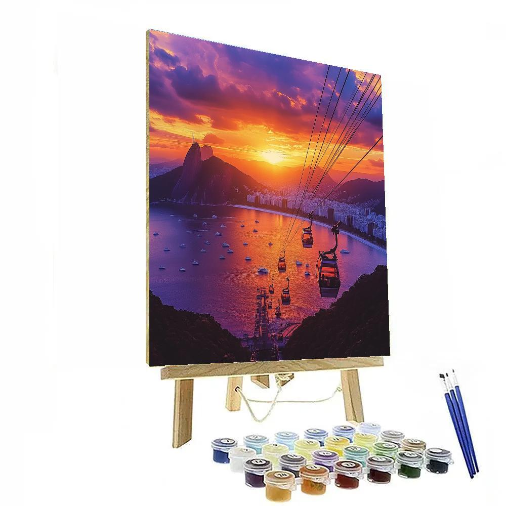 Sunset From Sugarloaf Cable Car Station Rio De Janeiro Brazil Paint by numbers art