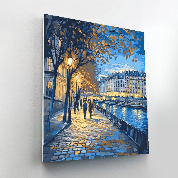 Evening Walk Along The Seine At Left Bank Paris France paint by color