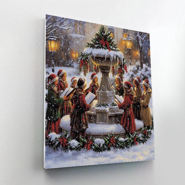 Choir At The Village Fountain Paint by numbers art