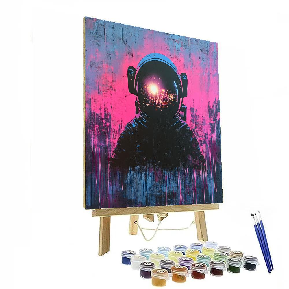 Banksy Inspired Astronaut Graffiti Number painting