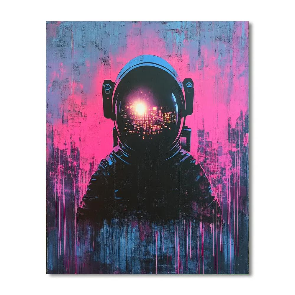 Banksy Inspired Astronaut Graffiti Number painting