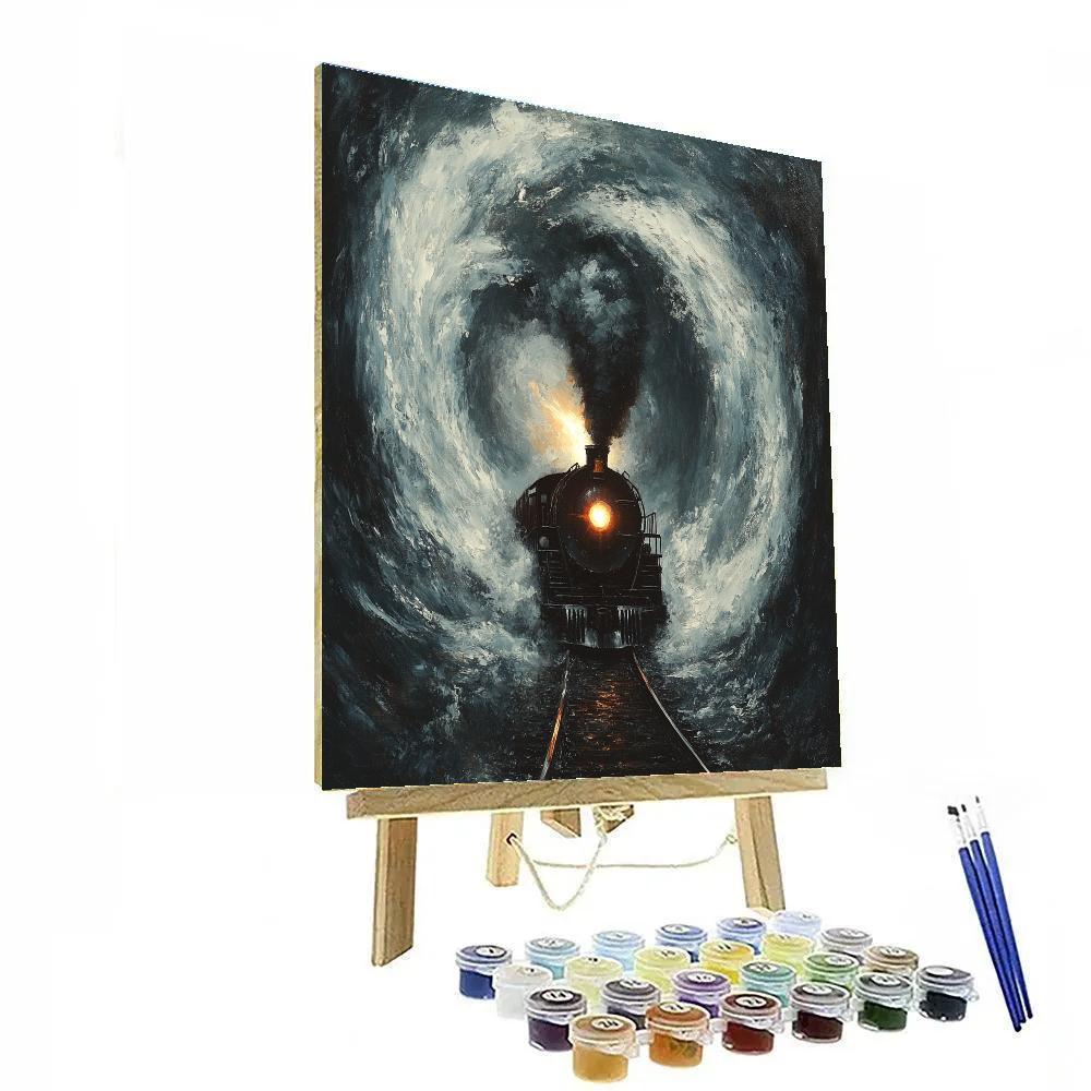 Turner Inspired Snow Storm Train DIY paint by numbers