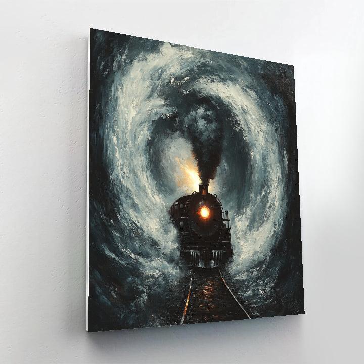 Turner Inspired Snow Storm Train DIY paint by numbers
