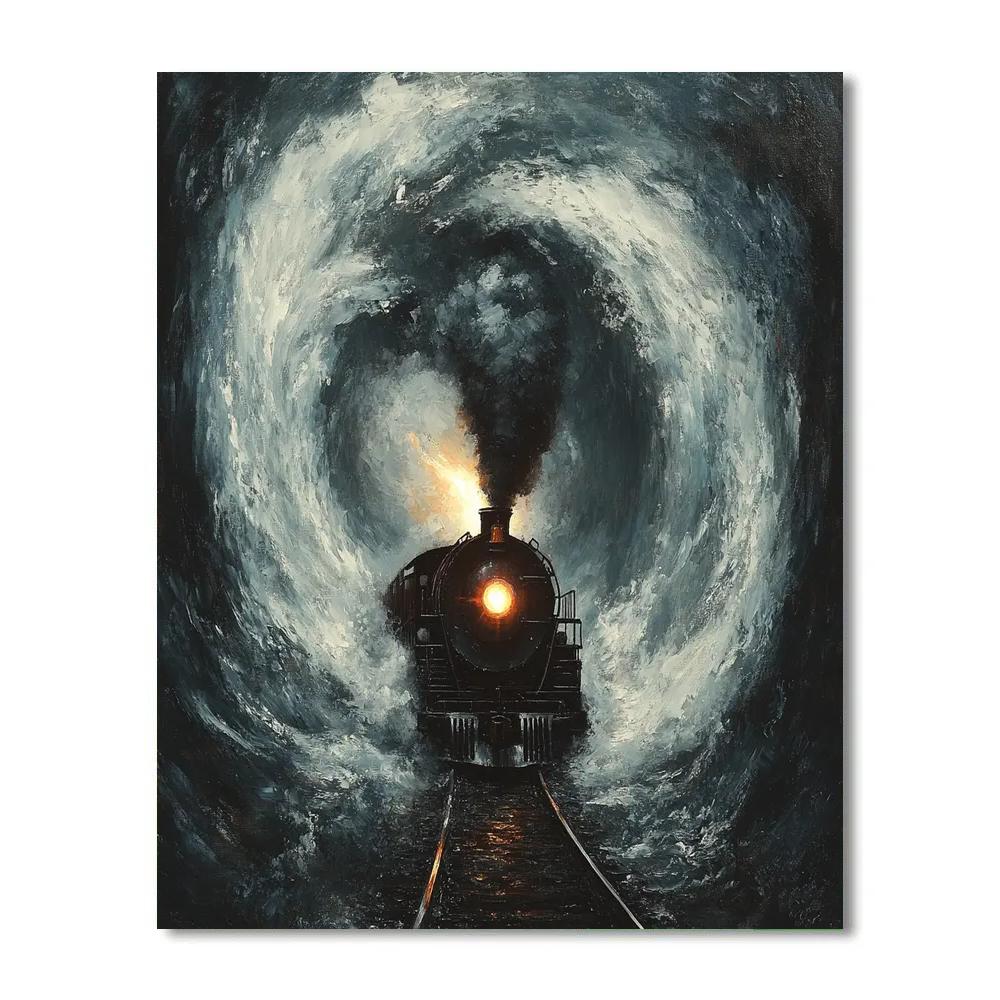 Turner Inspired Snow Storm Train DIY paint by numbers