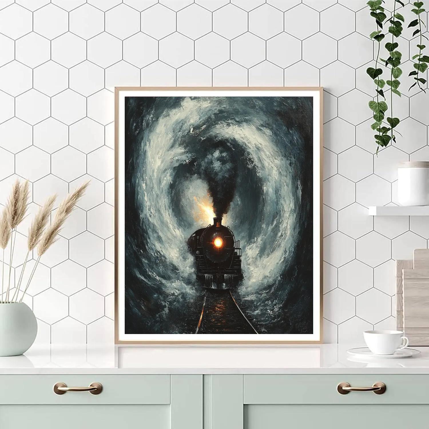 Turner Inspired Snow Storm Train DIY paint by numbers