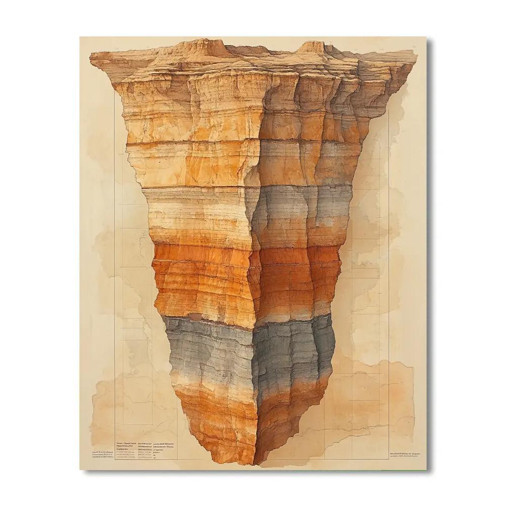 Leonardo Da Vinci Inspired Canyon Cross Section Numbered painting kits