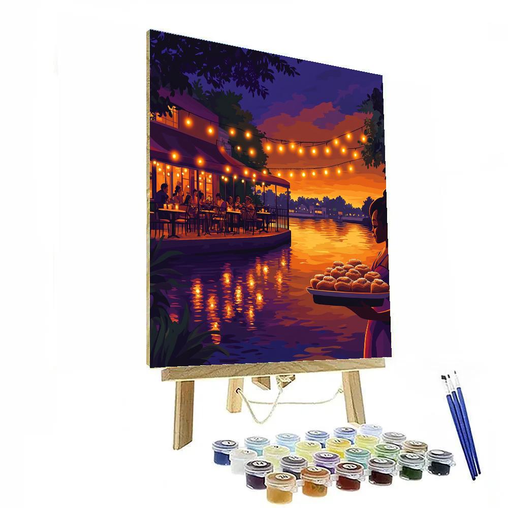 Tiana Riverside Cafe Evening Disney Inspired Paint by numbers art