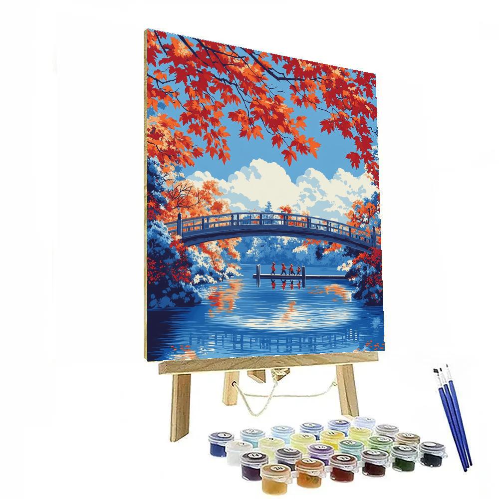 Hokusai Inspired Autumn Maples By River paint by color