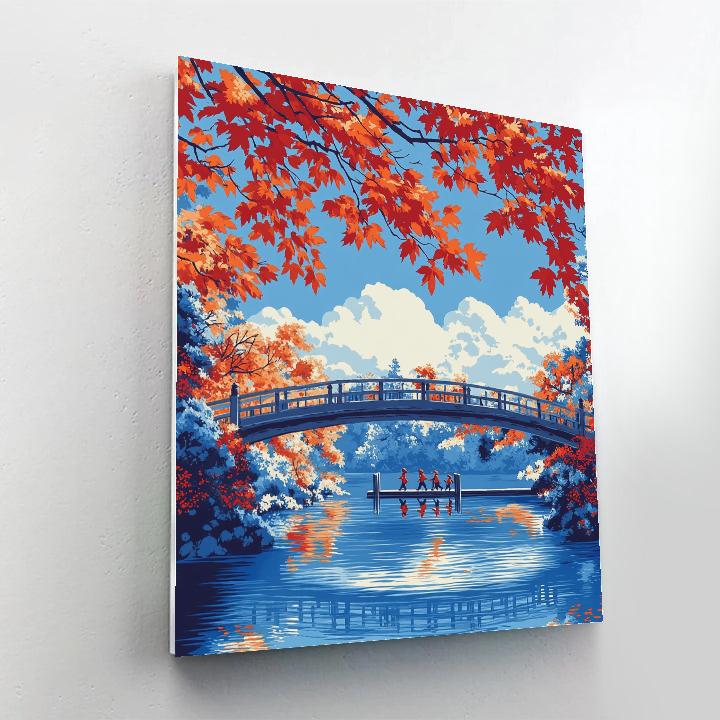 Hokusai Inspired Autumn Maples By River paint by color