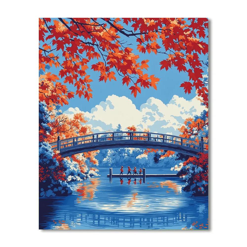 Hokusai Inspired Autumn Maples By River paint by color