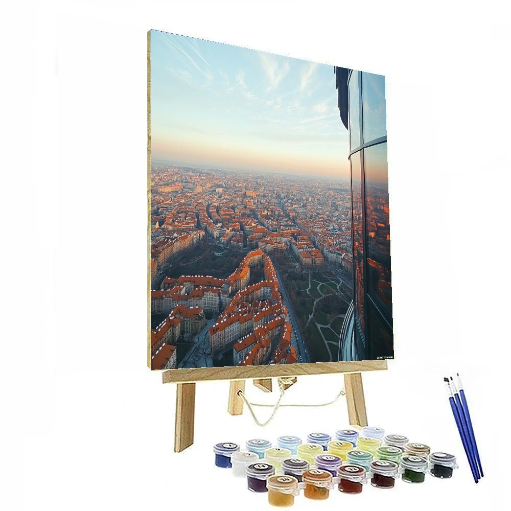 Skyline Panorama From Zizkov Television Tower Prague Czech Republic Painting by numbers kit