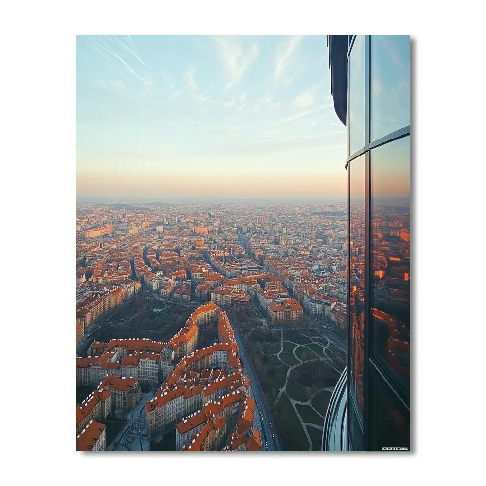 Skyline Panorama From Zizkov Television Tower Prague Czech Republic Painting by numbers kit