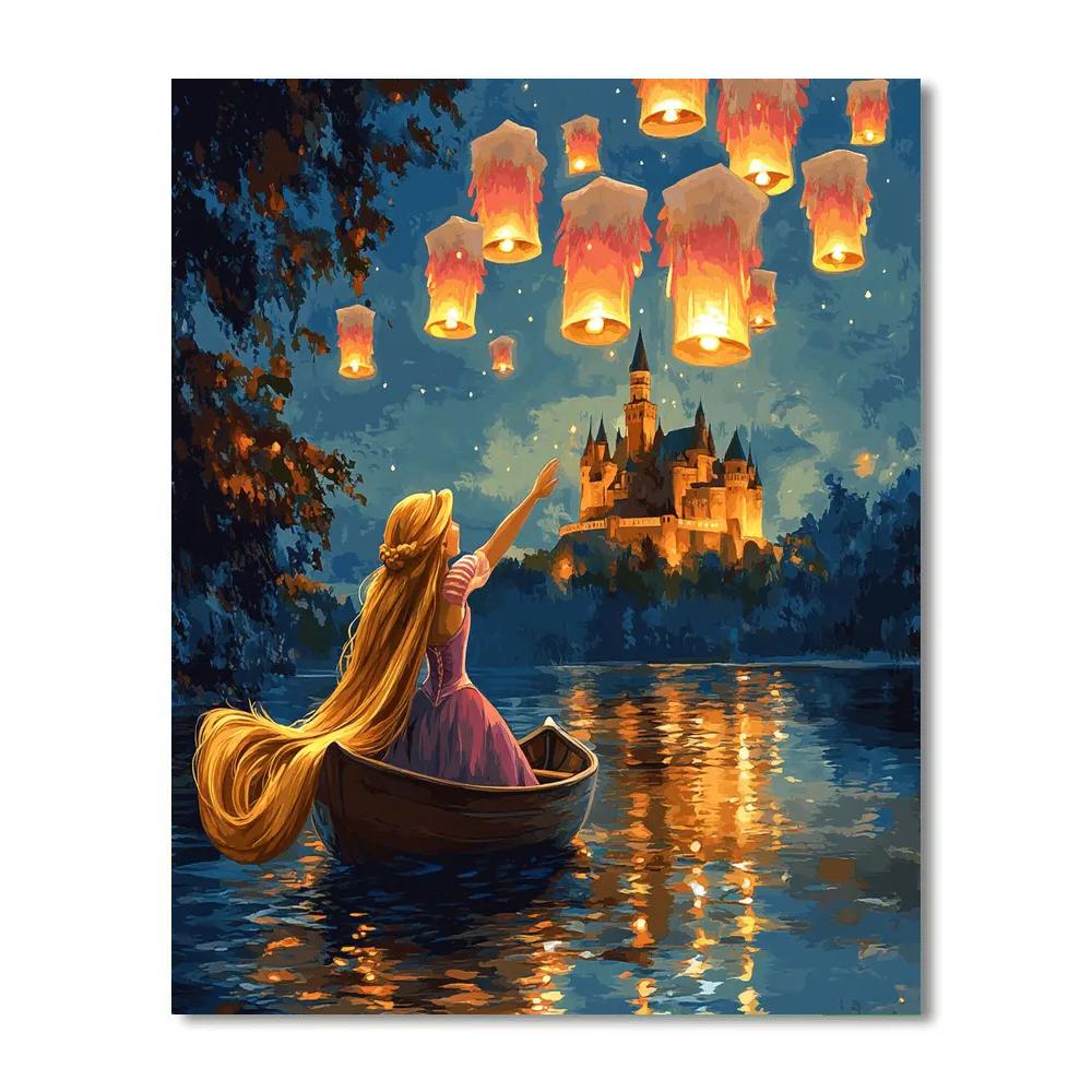 Rapunzel Lantern Festival River Disney Inspired DIY paint by numbers