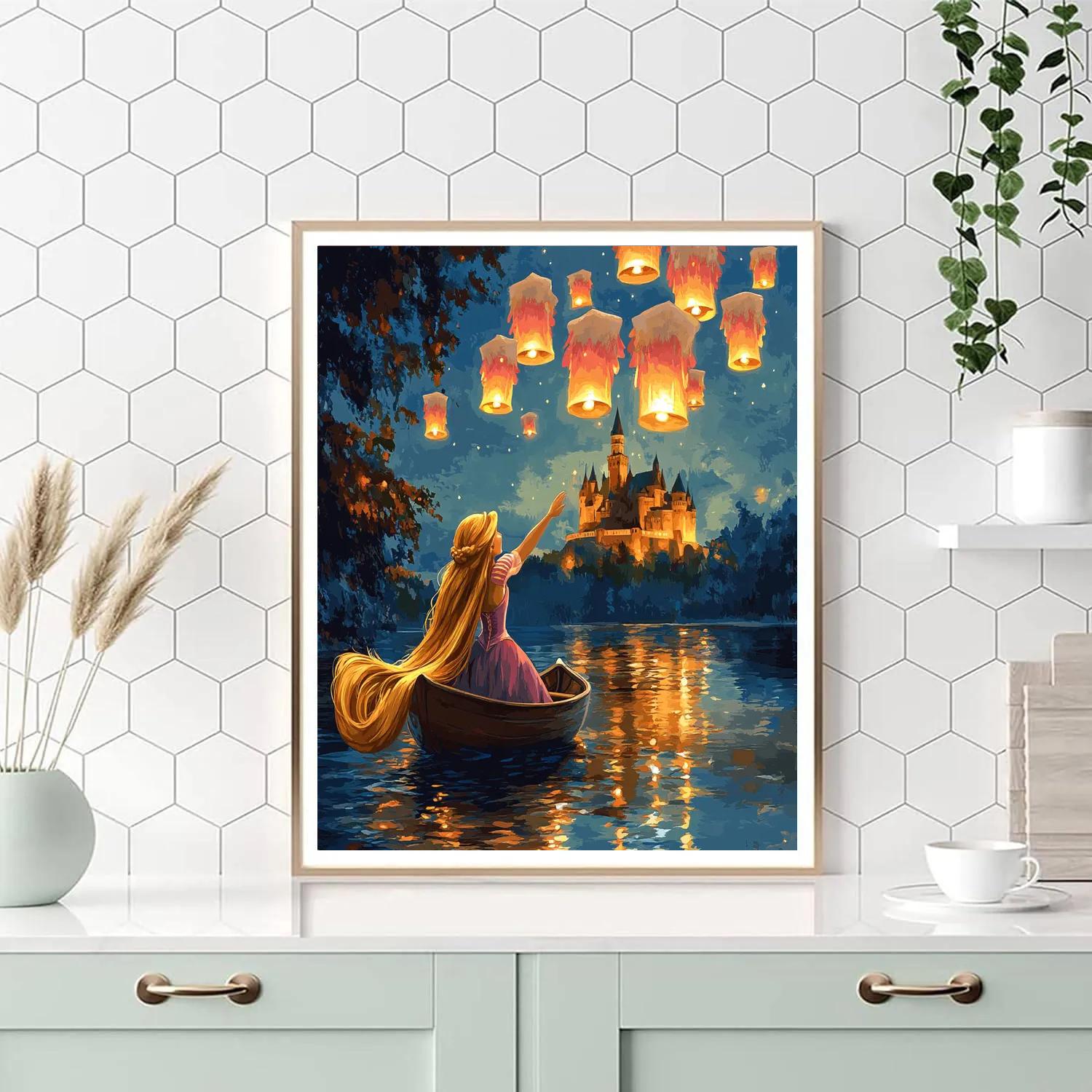 Rapunzel Lantern Festival River Disney Inspired DIY paint by numbers