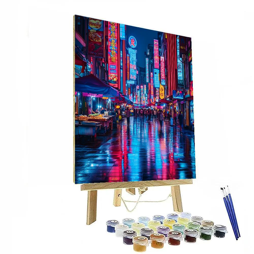 Night Market Street In Ximending Taipei Taiwan Number painting