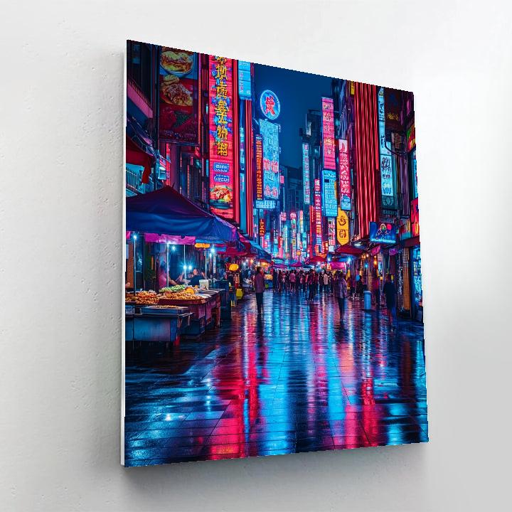 Night Market Street In Ximending Taipei Taiwan Number painting