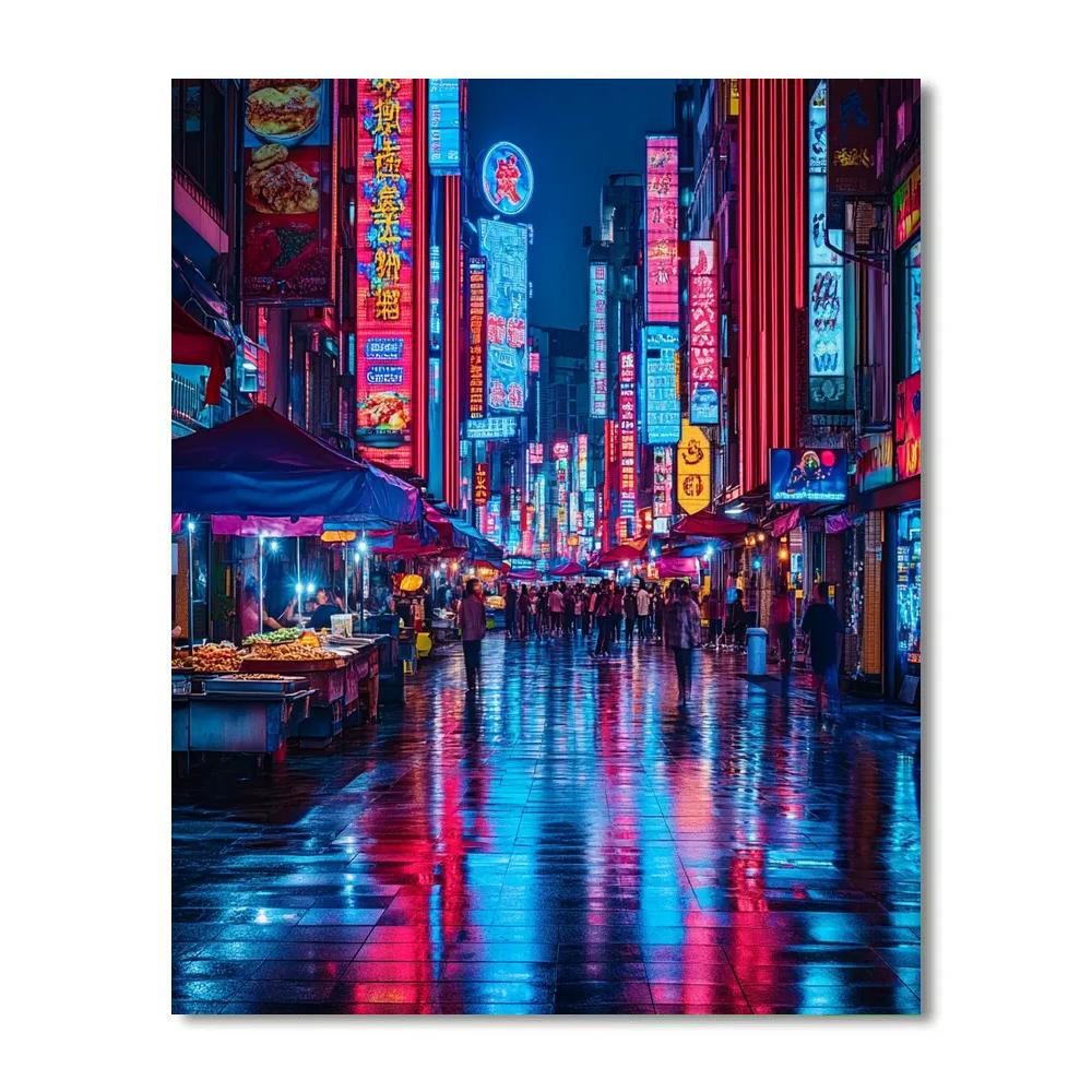 Night Market Street In Ximending Taipei Taiwan Number painting