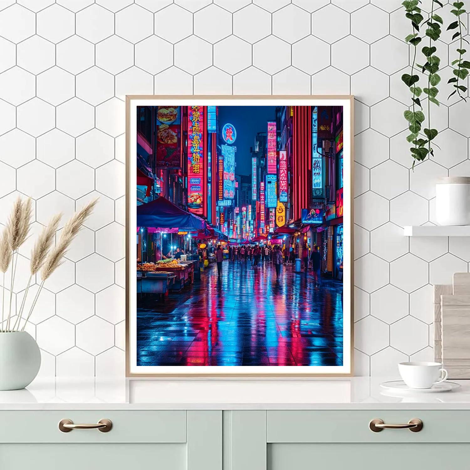 Night Market Street In Ximending Taipei Taiwan Number painting