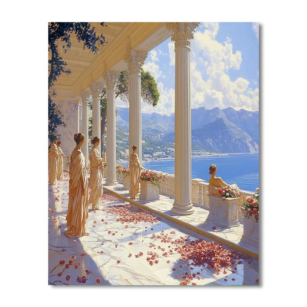 Alma Tadema Inspired Marble Garden Feast paint by numbers