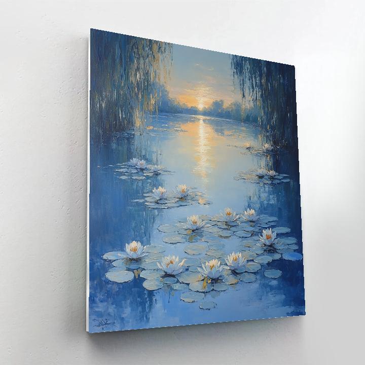 Claude Monet Inspired Silver Dawn Waterlilies paint by numbers