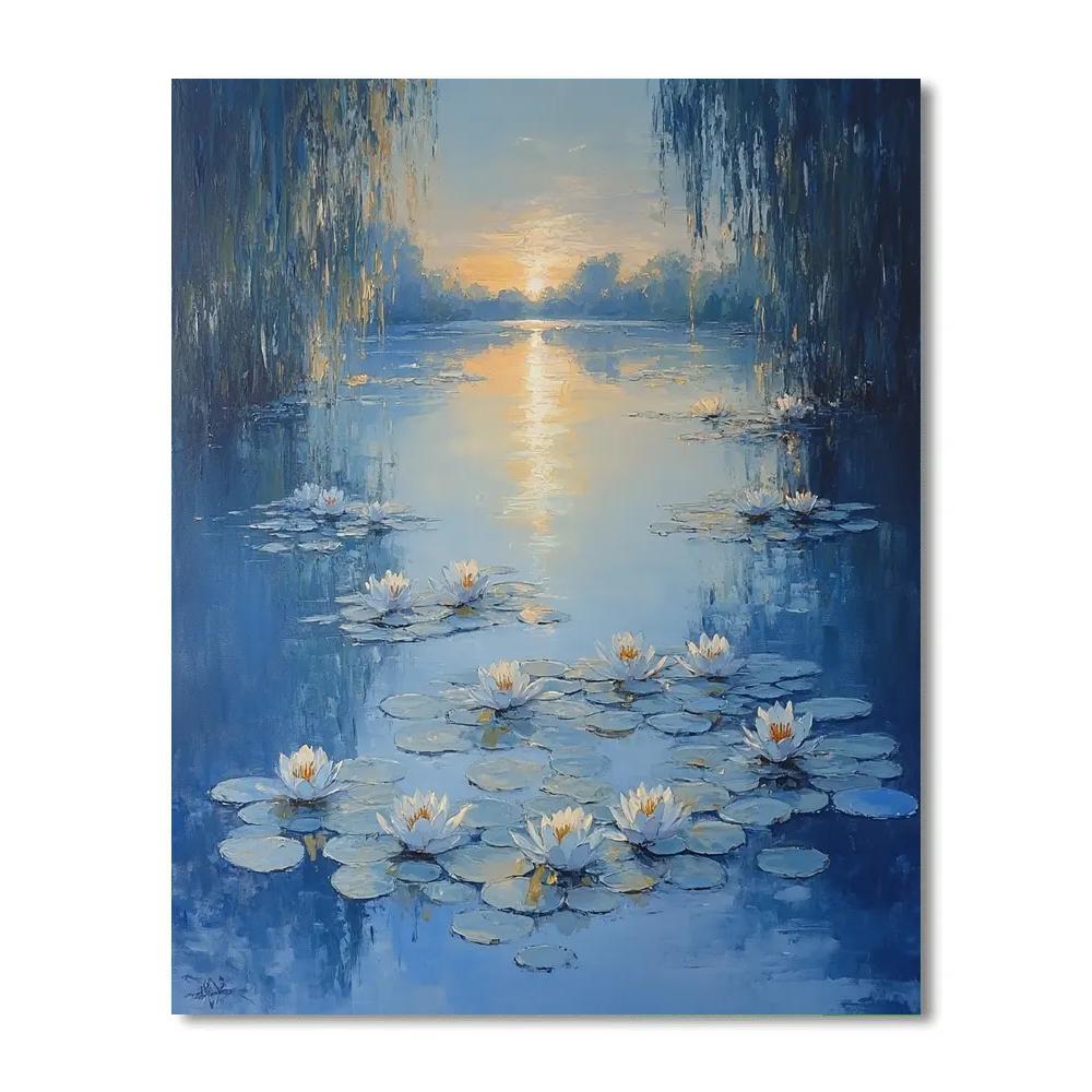 Claude Monet Inspired Silver Dawn Waterlilies paint by numbers