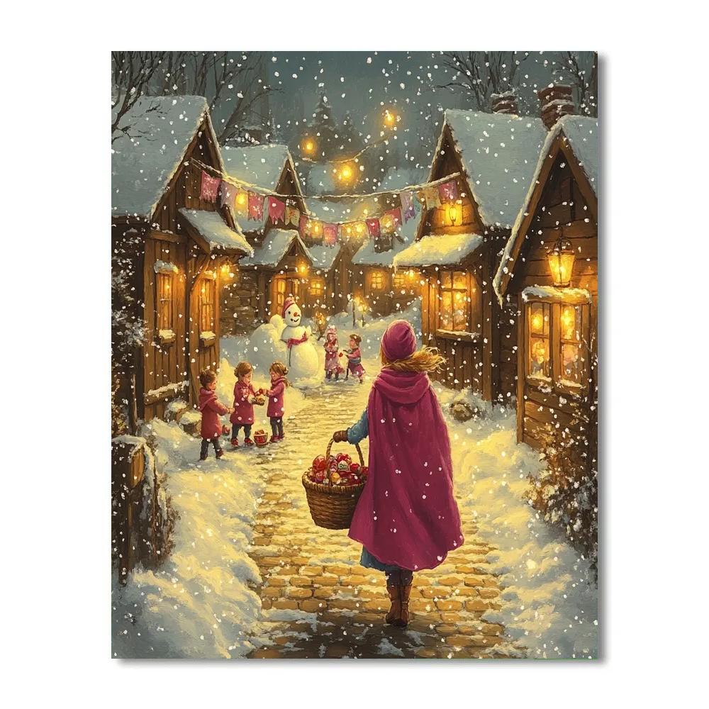 Anna Snowy Village Stroll Disney Inspired paint by color