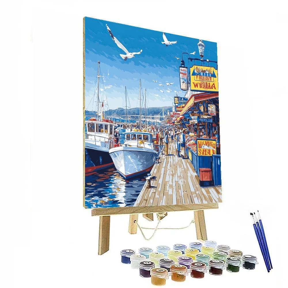 Harborfront At Fishermans Wharf San Francisco United States paint by color
