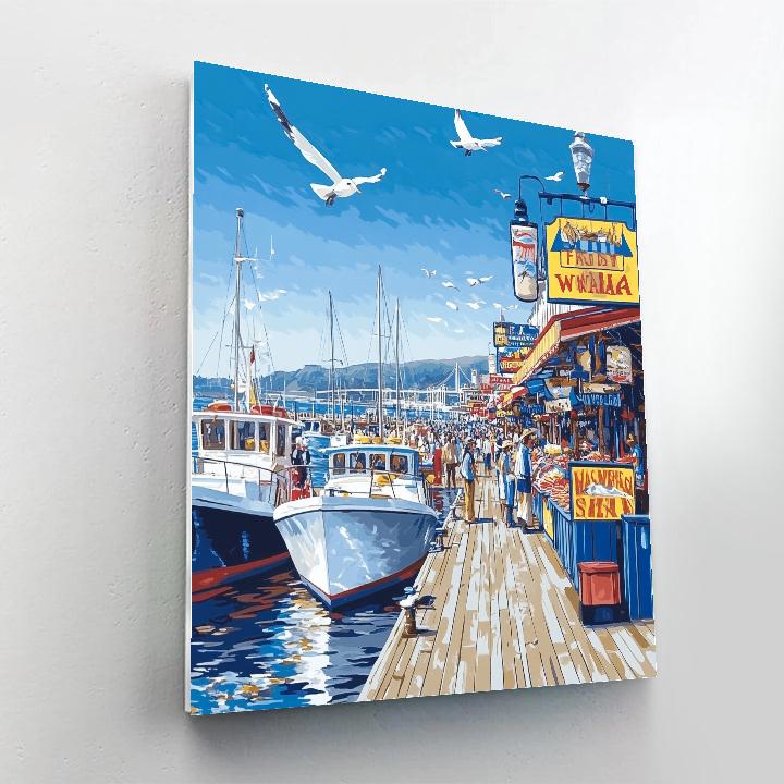 Harborfront At Fishermans Wharf San Francisco United States paint by color