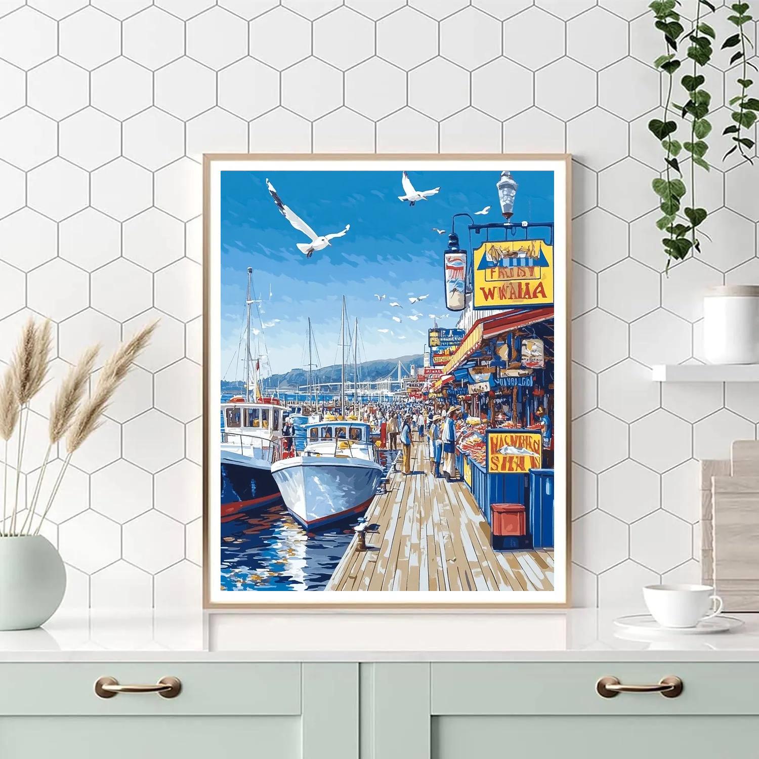Harborfront At Fishermans Wharf San Francisco United States paint by color