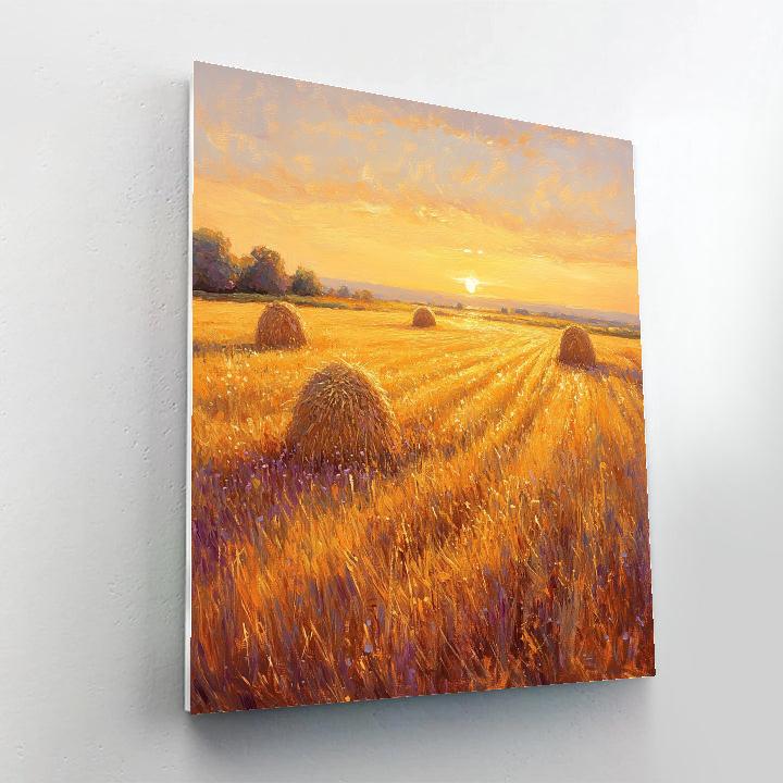 Claude Monet Inspired Golden Hayfield At Sunset painting number kit