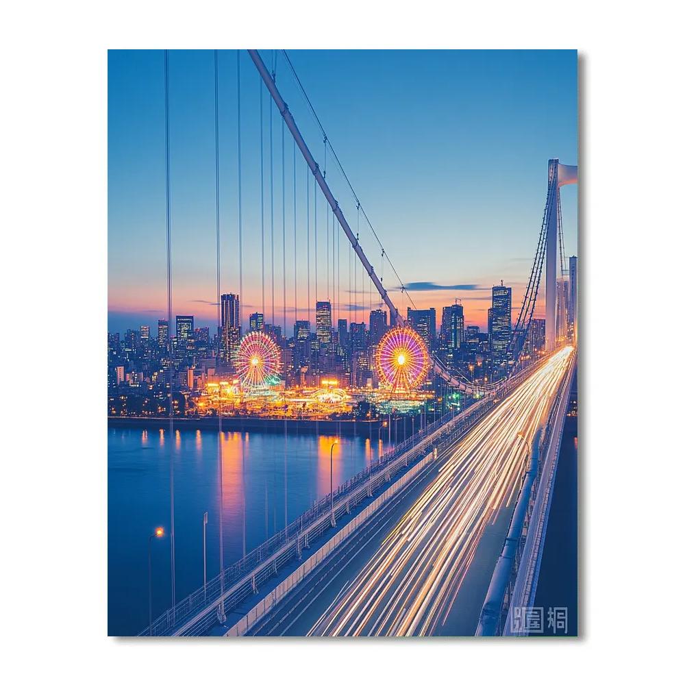 Skyline From Rainbow Bridge Odaiba Tokyo Japan Paint by numbers kits