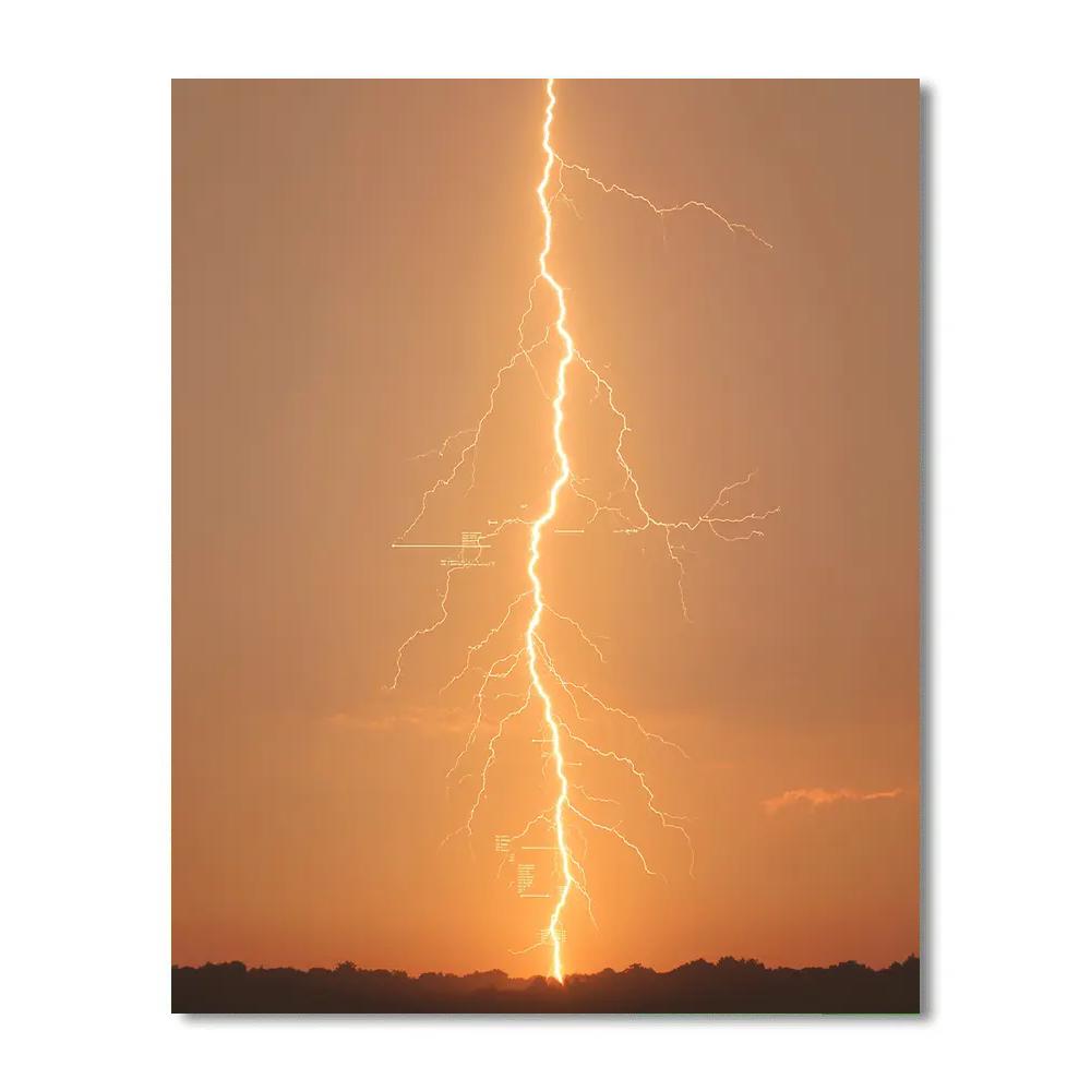 Leonardo Da Vinci Inspired Lightning Branch Diagram Painting by numbers kit