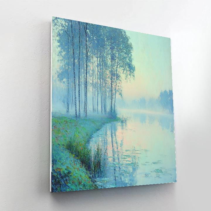 Claude Monet Inspired Misty Riverbank Morning DIY paint by numbers