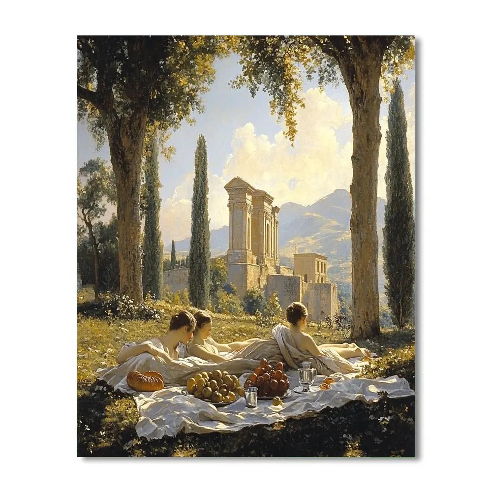 Raphael Inspired Serene Garden Picnic paint by color