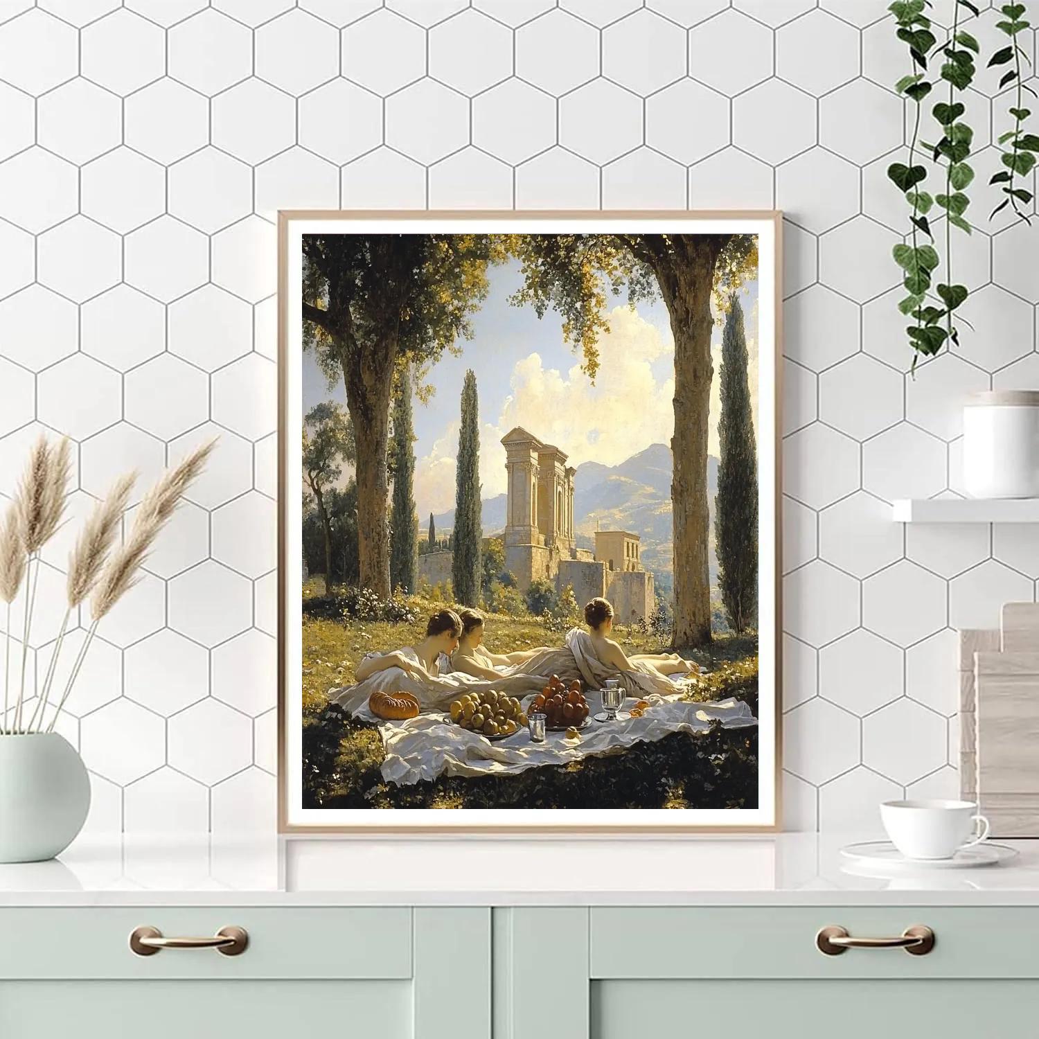 Raphael Inspired Serene Garden Picnic paint by color
