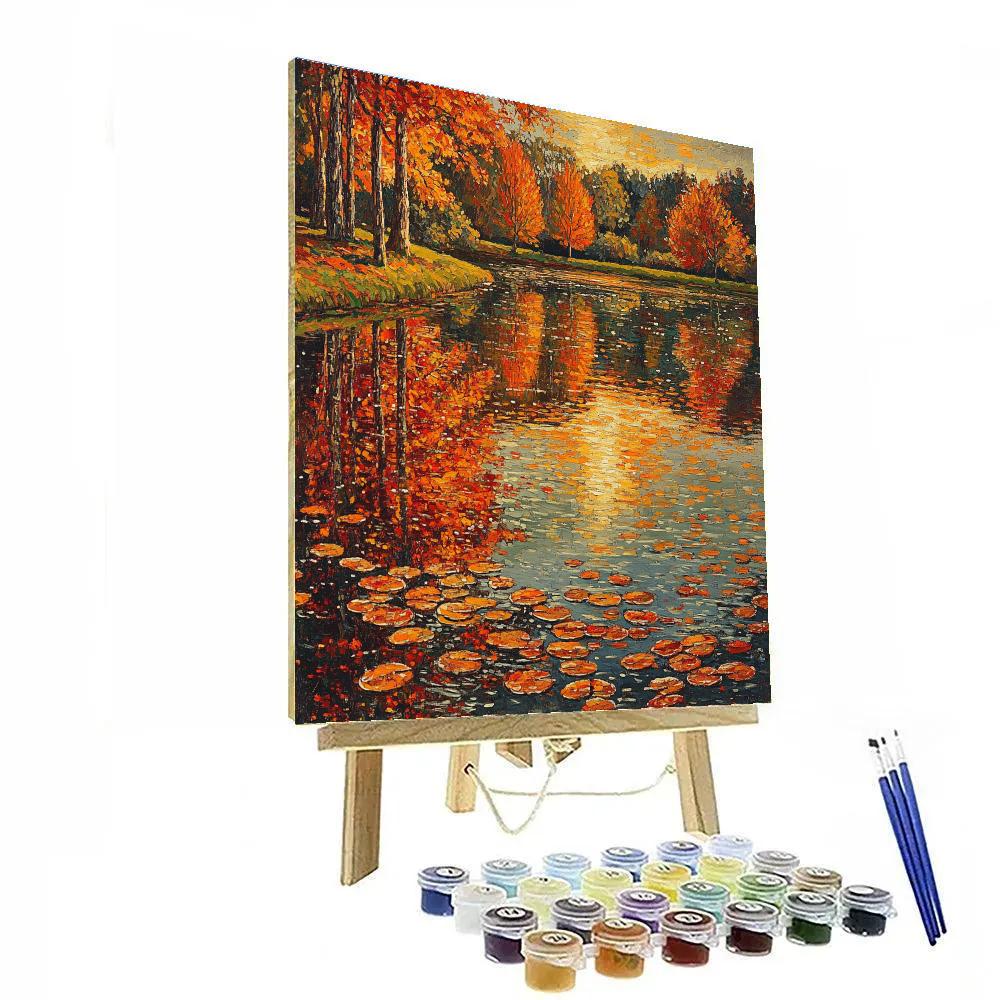 Claude Monet Inspired Autumn Reflections On The Pond DIY paint by numbers