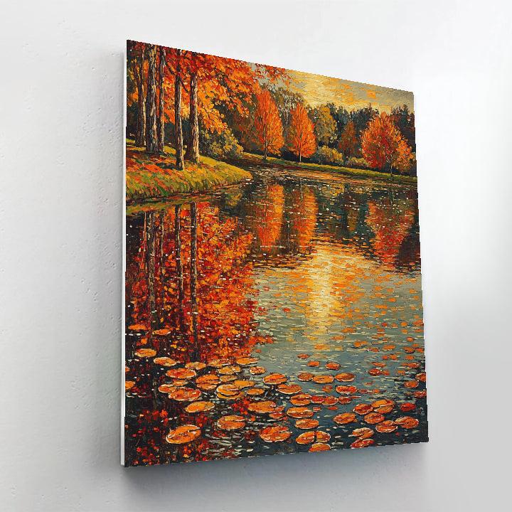 Claude Monet Inspired Autumn Reflections On The Pond DIY paint by numbers