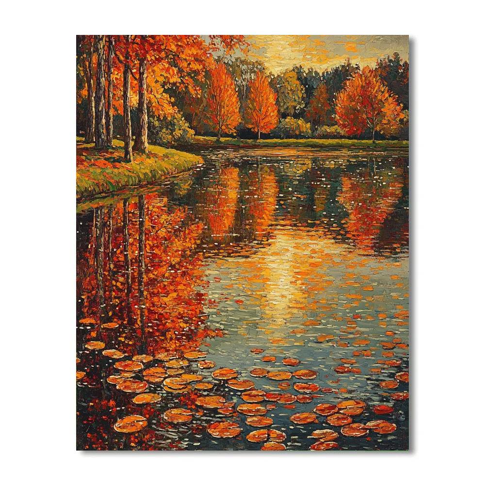 Claude Monet Inspired Autumn Reflections On The Pond DIY paint by numbers