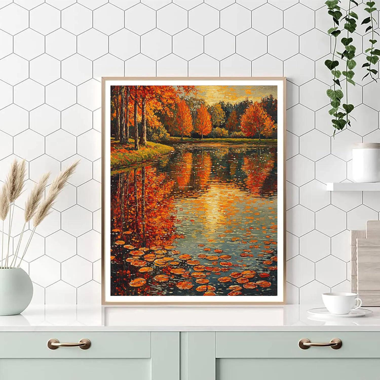 Claude Monet Inspired Autumn Reflections On The Pond DIY paint by numbers