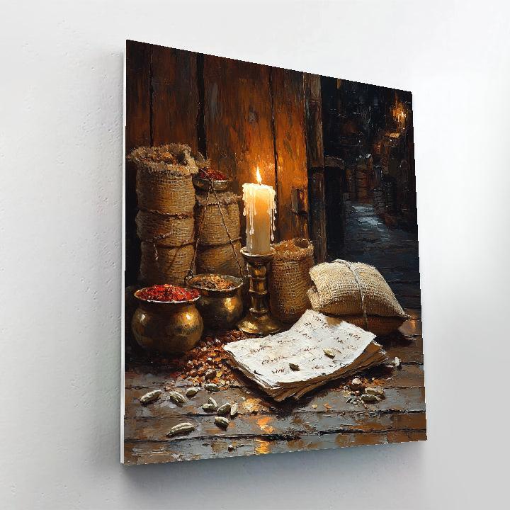 Rembrandt Inspired Merchant At The Market Numbered painting kits