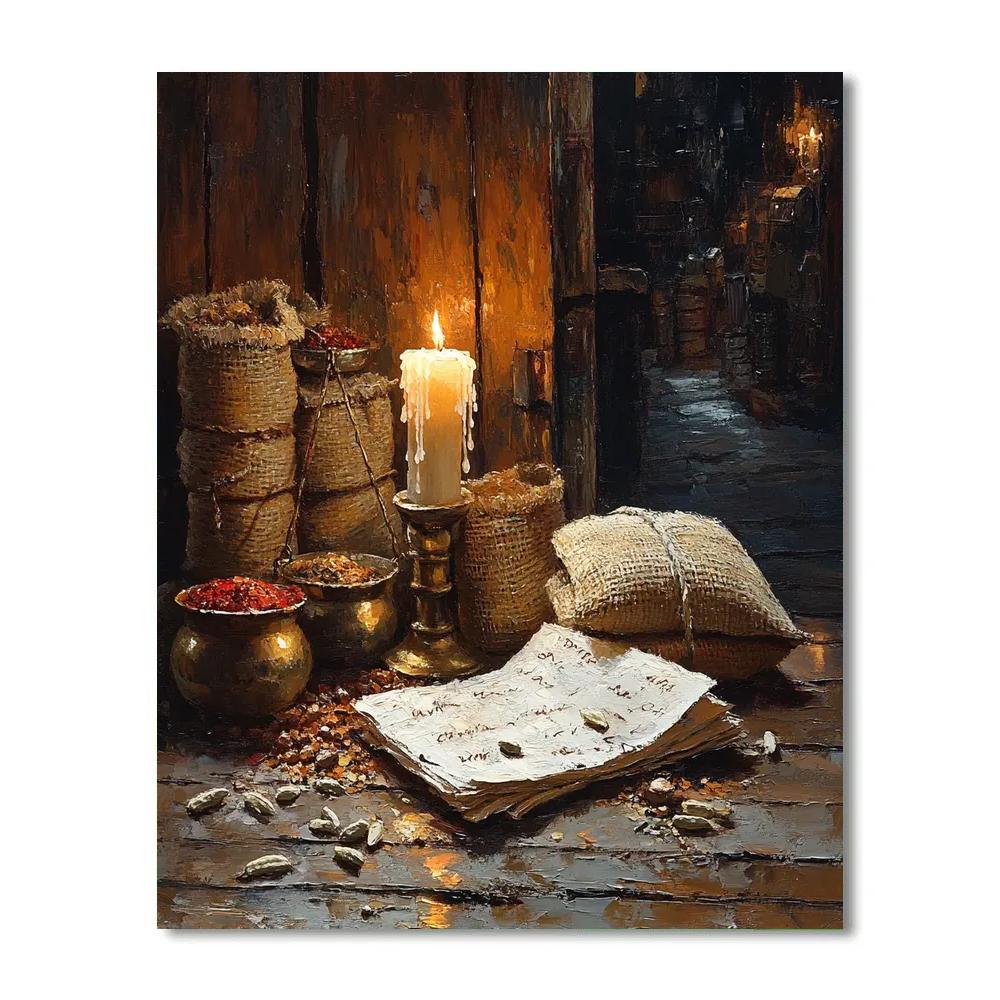 Rembrandt Inspired Merchant At The Market Numbered painting kits
