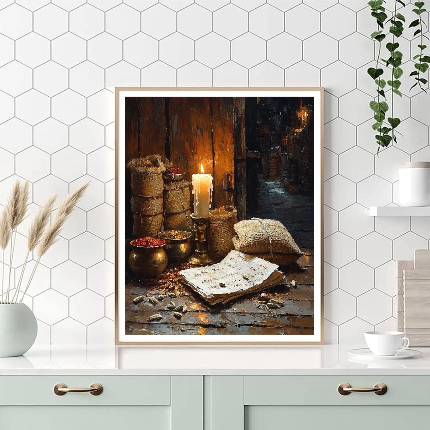 Rembrandt Inspired Merchant At The Market Numbered painting kits