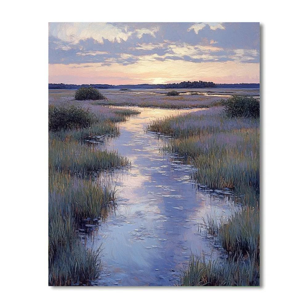 Claude Monet Inspired Lavender Twilight Over The Marsh paint by numbers