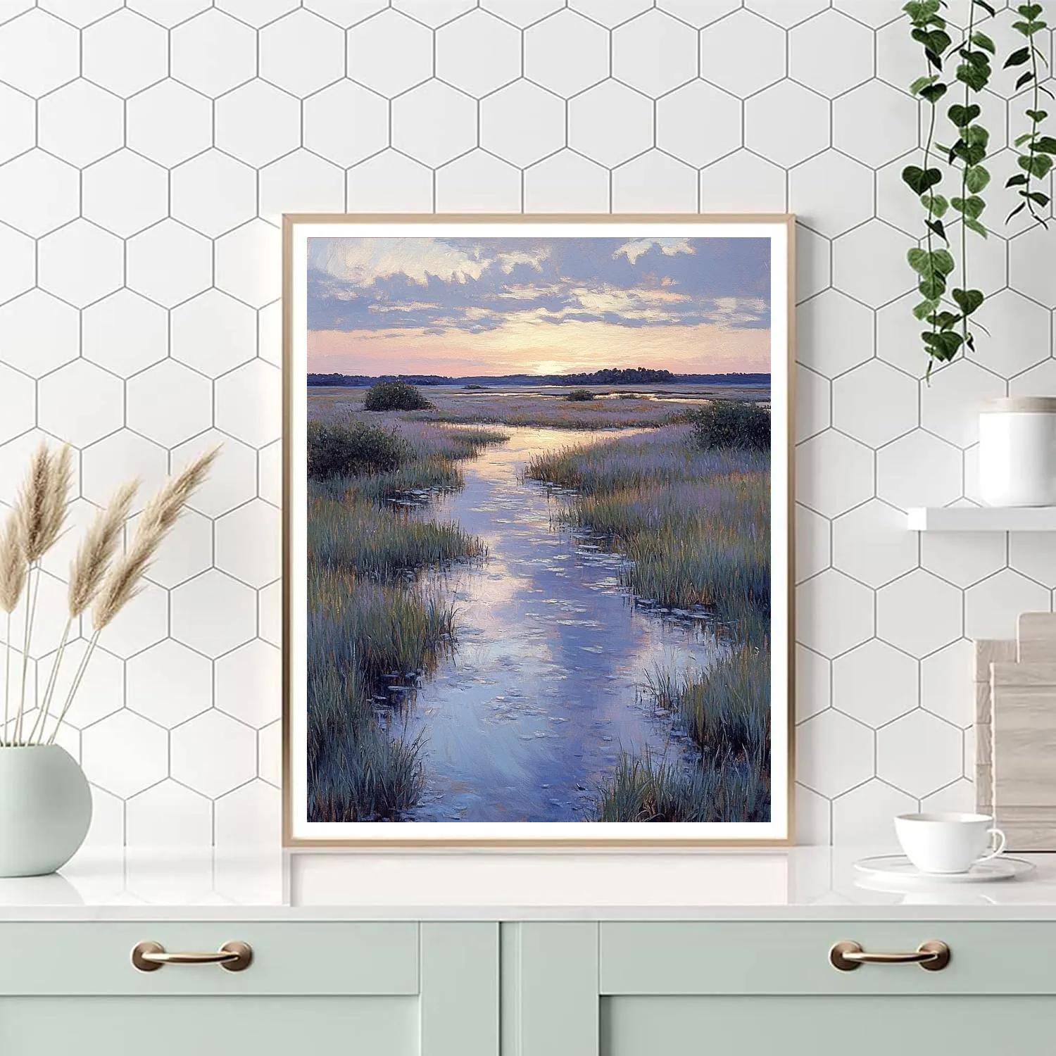 Claude Monet Inspired Lavender Twilight Over The Marsh paint by numbers